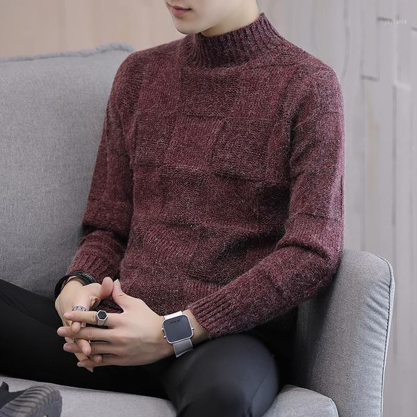 

men's half turtleneck sweater autumn and winter new thick loose sweater men's korean style trend personality1, White;black