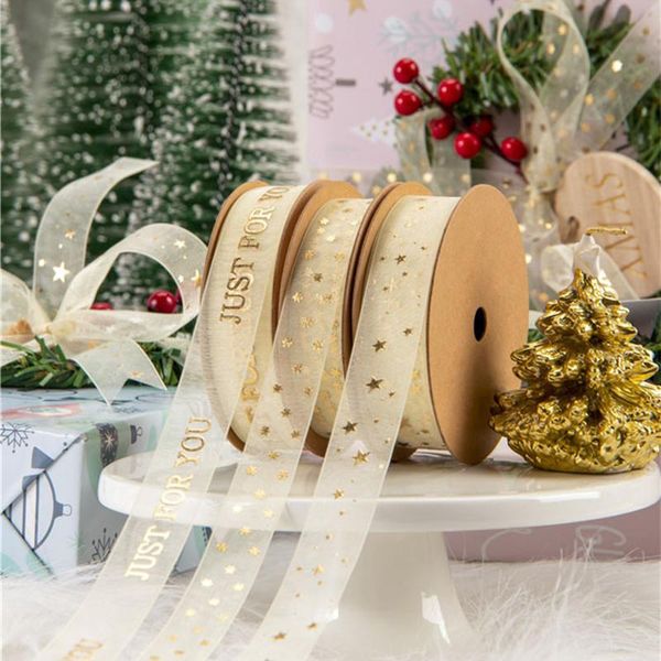 

9m ribbon christmas ribbon decoration transparent snow star yarn just for you bow ribbon.for gift box cake box