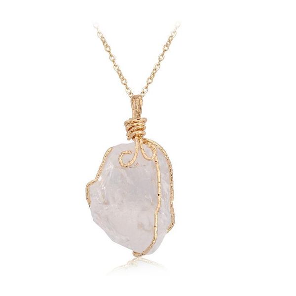 

irregular natural stone quartz crystal pendants necklaces for women drusy druzy sweater chain statement necklace jewe jllkhd, Black