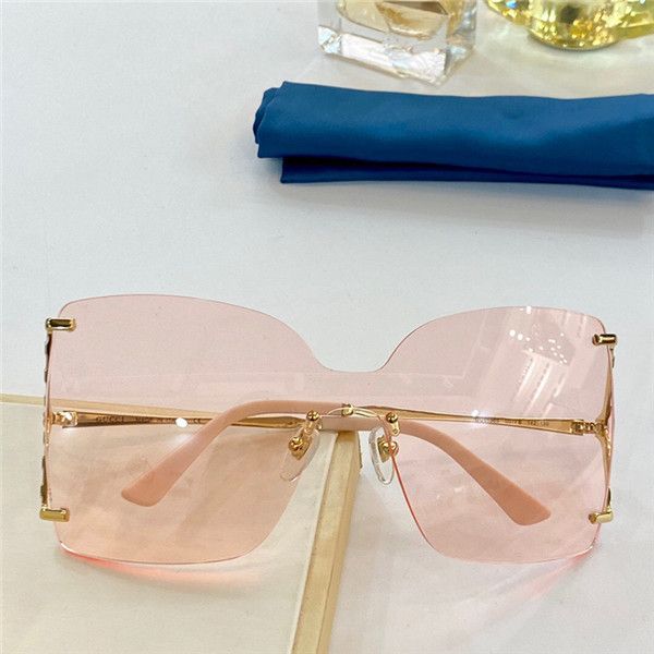 

0596 women's fashion all-match sunglasses summer simple and popular goggles frameless uv protection with box, White;black