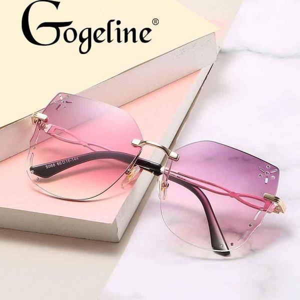 

fashion cat eye rimless sunglasses women men butterfly design metal diamond square sun glasses for female, White;black