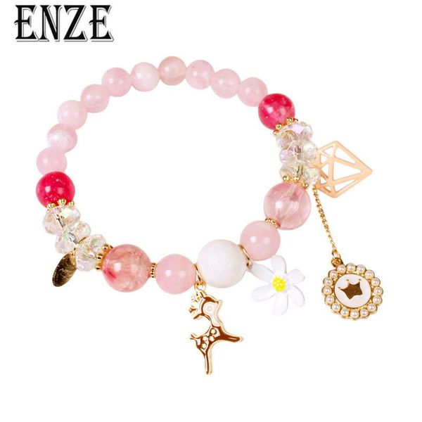 

link, chain enze woman flower red stone white deer heart-shaped bracelet jewelry accessories wholesale girl birthday gift, Black