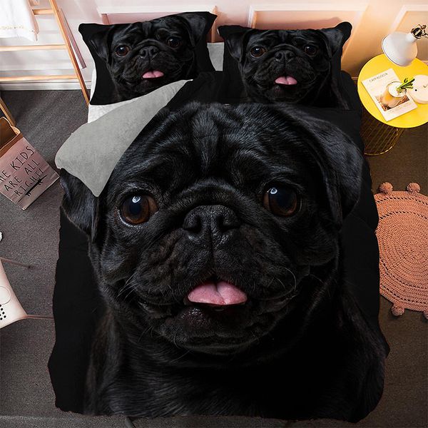 

3d lovely pug puppy king size bedding sets home decoration dog queen duvet cover pillowcase set holiday gift