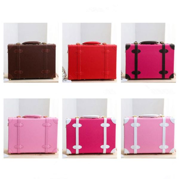 

europe fashion pu leather shoulder bag box for women,vintage lovely red brown black suitcase for girl,14inches handbags