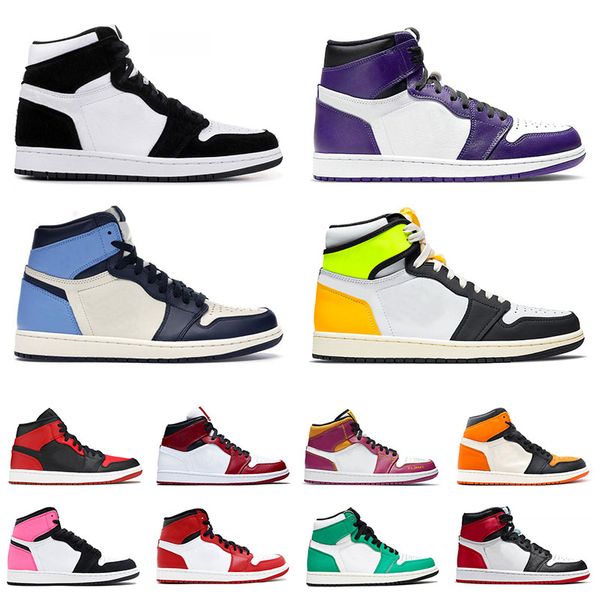 

men women jumpman 1 volt gold 1s basketball shoes mid familia smoke banned grey chicago high obsidian low trainers sports sneakers