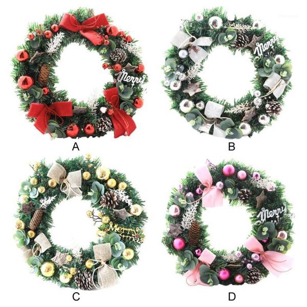

christmas door wreath artificial fir green spruce natural cones berries xmas1