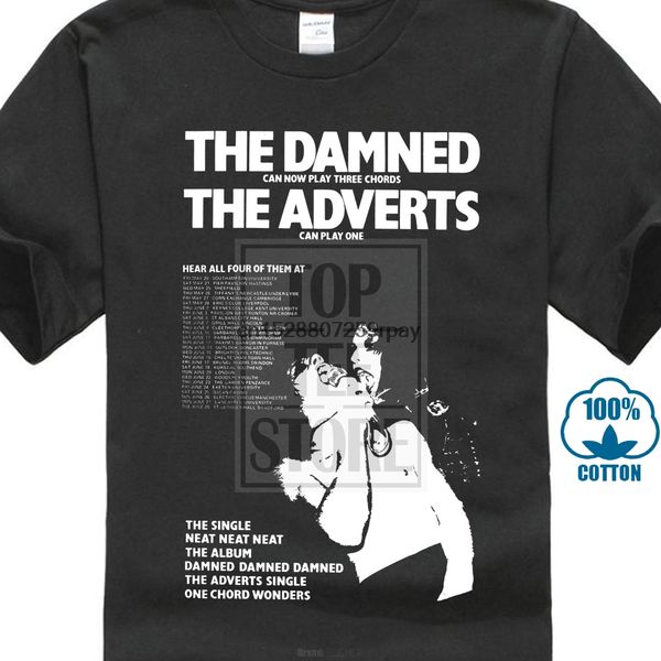 

mens black damned the adverts gig guide poster 1977 punk rock s 5xl hoodie designers t shirts sweatshirt