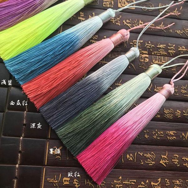 

12pcs lot 10cm gradient color tassels silk fringe sewing bangs tassel trim decorative key tassels for curtains home decoration h jlloei