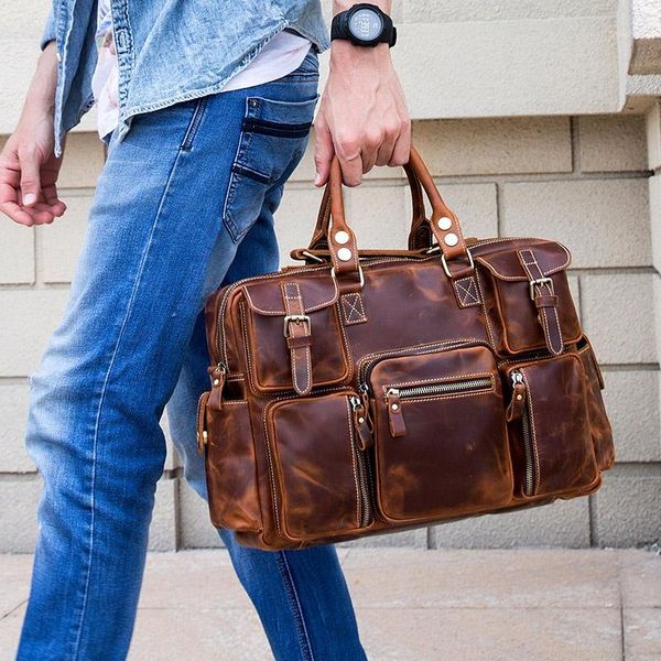 

briefcases luufan high fashion leather briefcase bag male handbags crazy horse shoulder business bags 15.6 inch lapbag1