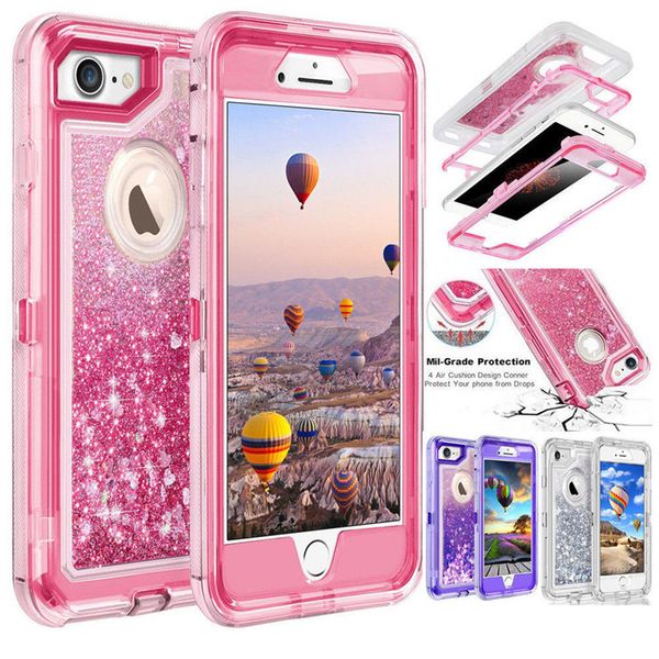 

bling crystal liquid glitter 360 protect designer phone case robot shockproof back cover for iphone 12 11 pro max for samsung dhl free