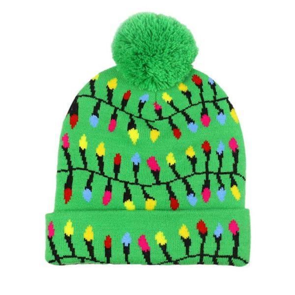 

led christmas hat sweater knitted beanie christmas light up knitted hat gift for kids xmas 2021 new year decorations