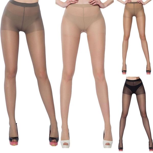 

thin see through oil shiny high waist women seamless pantyhose footed tights stretchy solid color long stockings, Black;white