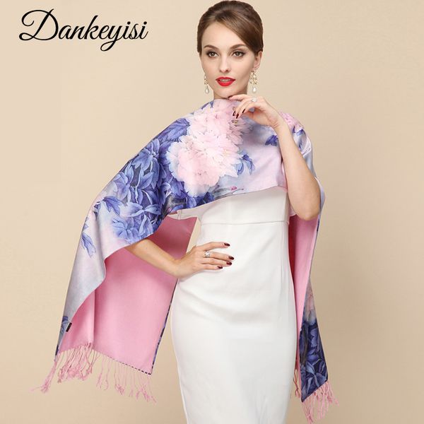 

dankeyisi fashion designer ladies big scarf women brand wraps real double-deck thickened brush autumn winter shawl scarves 201026, Blue;gray