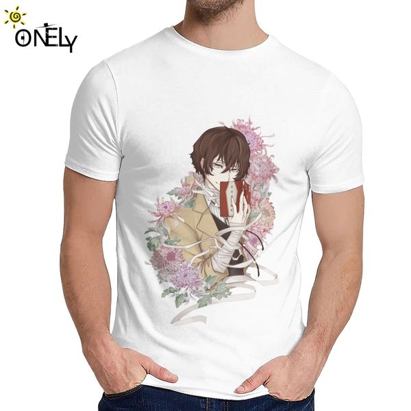 

sport men t-shirt dazai bungo stray dogs anime natural cotton unique design man's o-neck cartoon print t-shirt
