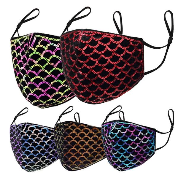 

20pcs sequined diamond designer face mask girls boys leopard print dustproof and haze face masks washable and adjustable facemask