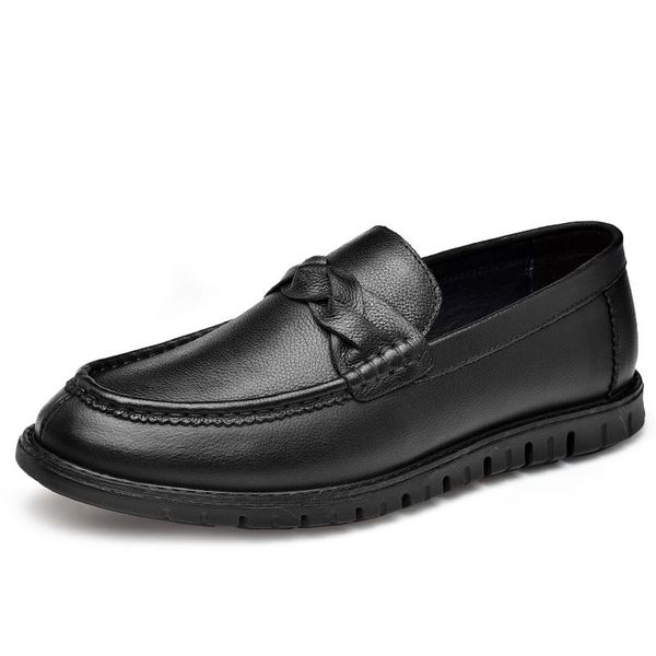 

loaers shoes men pointed toe formal shoes man leather loafers spring men dress business wedding party for male %, Black