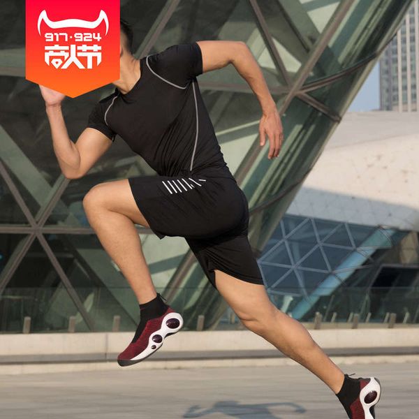 

summer new lightweight fitness running short sleeve shorts sportswear set men's t-shirt casual suit, Gray