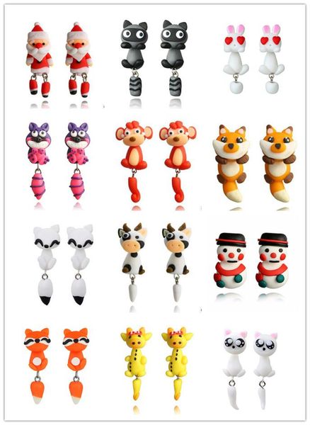 

dangle & chandelier 1 pairs fashion creative geometry animal eardrop cartoon sunflower panda monkey soft ceramics earrings for women girl gi, Silver