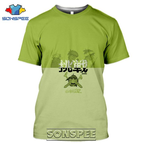 

men gorillaz popular cartoon 3d print shirts anime plus size harajuku men clothing