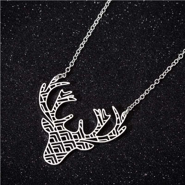 

stainless steel animal chains on the neck 2020 necklaces fashion jewelry antlers gold color necklace womens deer cute pendants, Silver