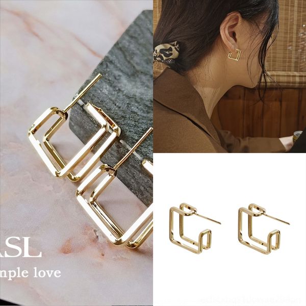 

dud sided korean piercing new crystal women backnew stud teeny hoop earring earring for front fashion ear cuff jewelry earring gift, Golden