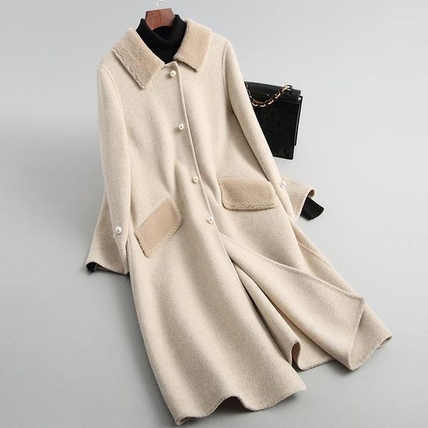 

streetwear wool jacket spring autumn coat women clothes 2020 korean vintage sheep shearling fur women abrigo mujer zt33151, Black