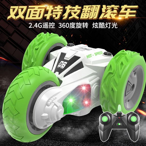 

three wheeled remote control double sided stunt dumper cross country climbing rc car light charging children boy electric toy
