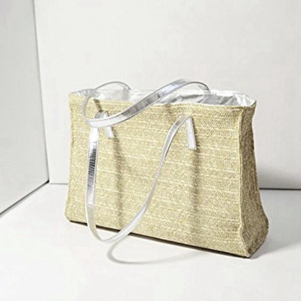 

beach straw faux leather handle tote womens shoulder for handbag