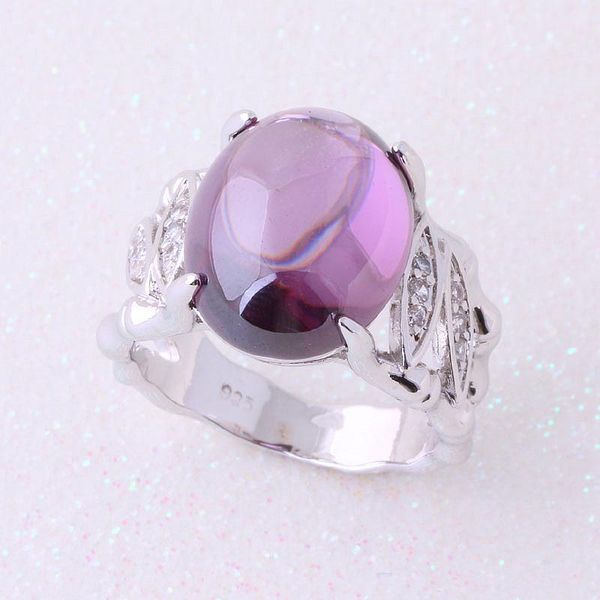 

любовь монолог красивая имитация овальный фиолетовый gemstone цвета серебра ювелирные изделия кольца для женщин свободный мешок ювелирных из, Golden;silver