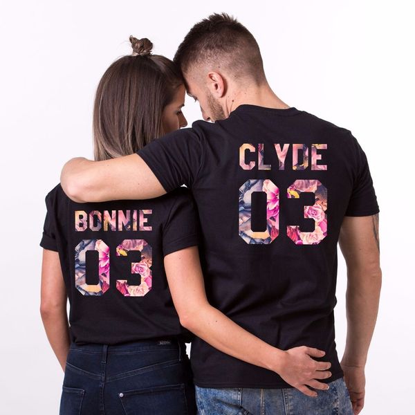 

sport 2019 men summer new brand men's cotton men's t-shirt bonnie clyde flower couple matching his hersurban kpop t shirt