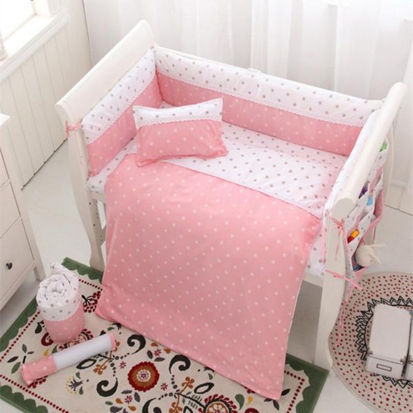 

bedding sets beautiful bow crib cotton fabric baby 6/7/10 of children's bed surrounding collision breathable removable and washa