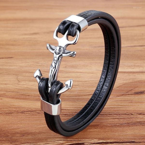 

charm bracelets 2021 unique vintage multi layered braided leather for men women bangle anchor accessories bracelet drop1, Golden;silver