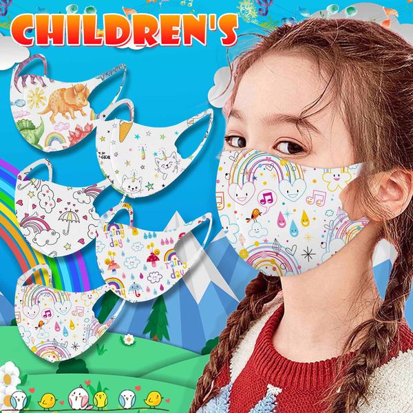 

2021 latestice 5pcs rainbow masks mixed print children's silk cloth mask masquelavablehomme halloween cosplay face-mask mascarillas new