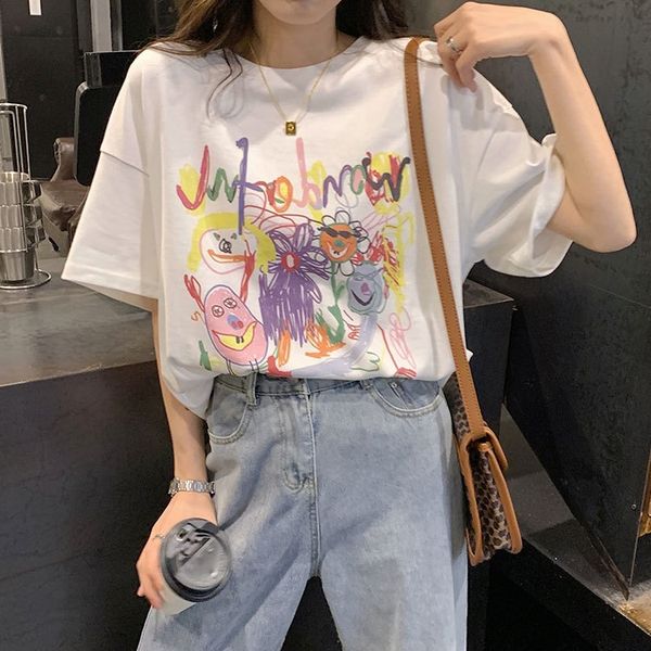 

frpne 2020 summer new korean white short sleeve t-shirt women's versatile loose t-shirt in sleeve cotton half super t3a0r