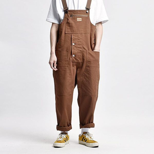 

jumpsuits for men 2020 one piece overall casual loose streetwear trousers male rompers cargo pants playsuits clothes plus size, Black