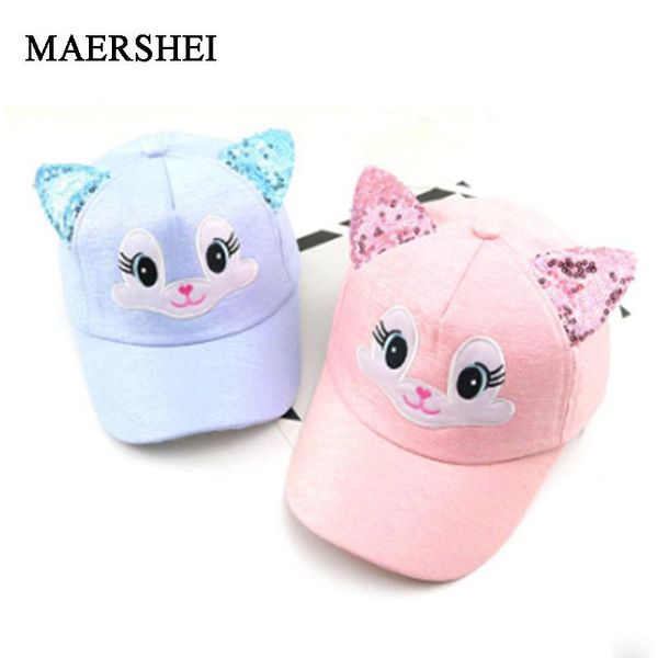 

maershei children baseball cap girls snapback hip hop caps cat ear kids sun hat spring summer, Blue;gray