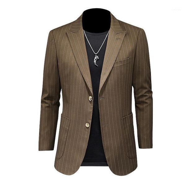 

new brand 2021 striped suit jacket wedding groom singer slim fit blazer hombre masculino plus size 5xl1, White;black