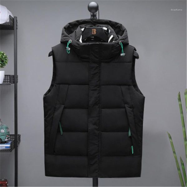 

zipper slim solid color outerwear mens waistcoat sleeveless vests fashion trend stand collar hooded caasual coats designer male new, Black;white