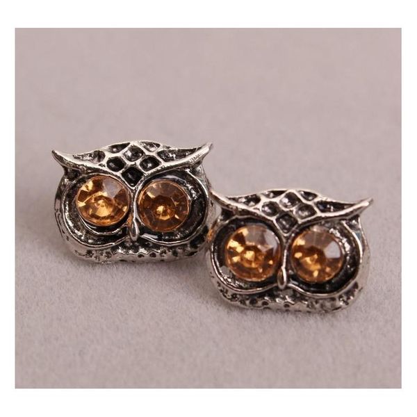 

exquisite retro diamond crystal earrings wholesale earrings owl eyes jewelry manufacturers owl earring stud whol sqclpe new_dhbest, Golden;silver
