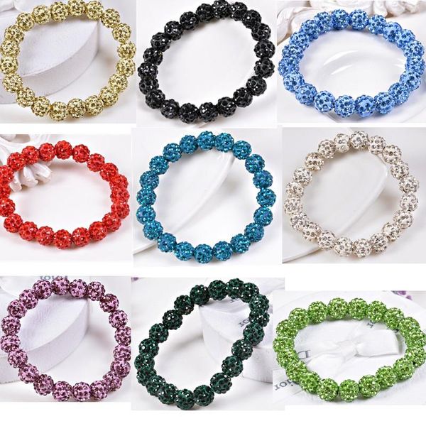 

link, chain colorful bracelets micro pave cz disco 10mm 20pcs ball beads handmade bracelet crystal clay, Black