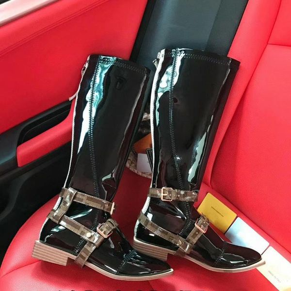 

with autumn and winter boots custom mirror high stretch fabric super move inside lambskin artificial leather outsole, Black