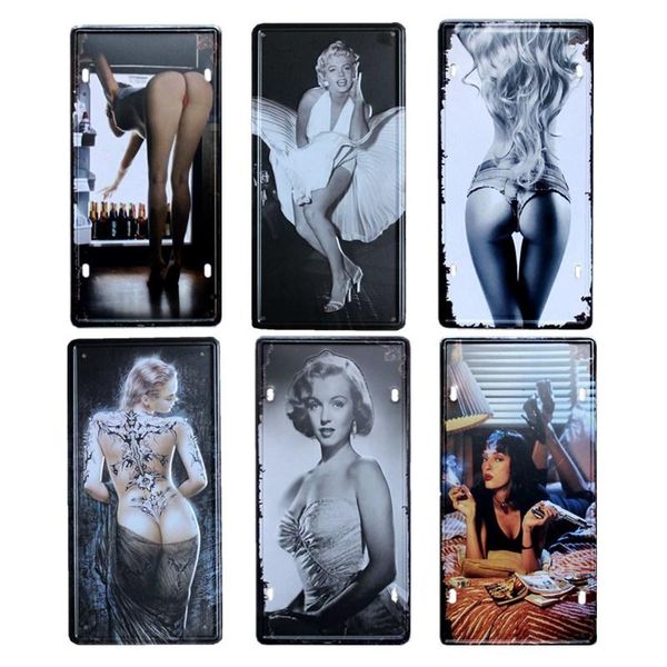 

bar decor tin vintage pub poster decoration signs 15x30cm pin plates wall girl retro decorative club pinup up license metal home bbytyk