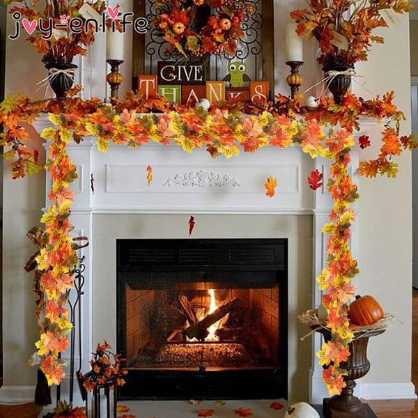 

artificial silk leaves vine garland fake maple leaf for wedding party halloween thanksgiving christmas home garden decor