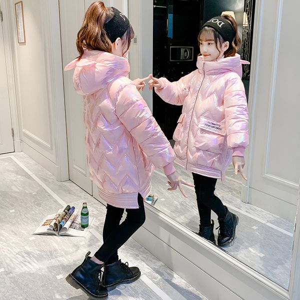 

girl's winter clothes 2020 new korean version foreign style middle and long cotton padded jacket for children's down, Blue;gray