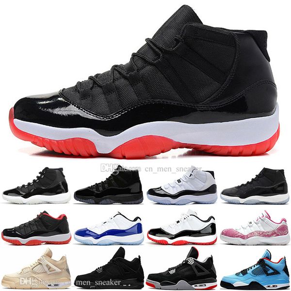 

new 11 11s 25th anniversary bred 4 4s sail black cat what the cements basketball shoes concord 45 space jam men sports sneakers, White;red