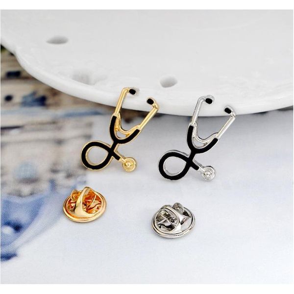 

fashion 2 color stethoscope brooch pins nurse jewelry silver & gold medical jewelry doctor nurse gift medical s sqcjiy queen66, Gray
