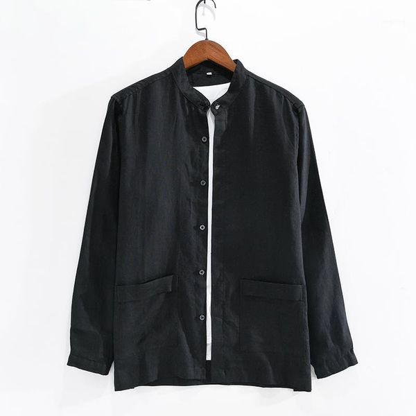 

men long sleeve shirts spring new fashion white shirt male casual 100%linen men clothes y23451, White;black