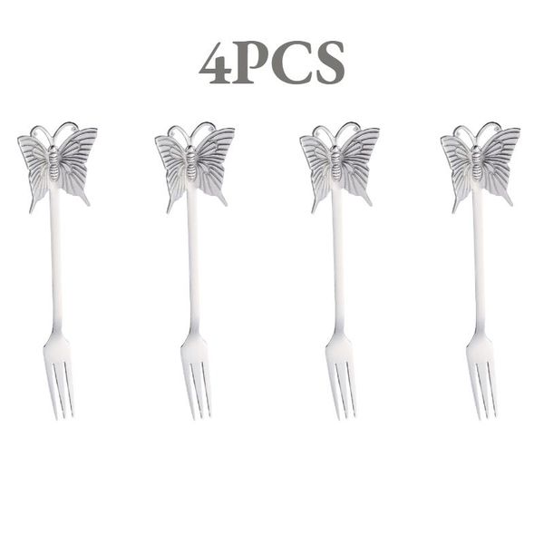 

4pcs new butterfly tea spoon and fork creative bar tableware stainless steel dessert coffee spoon christmas gift h jllgbn
