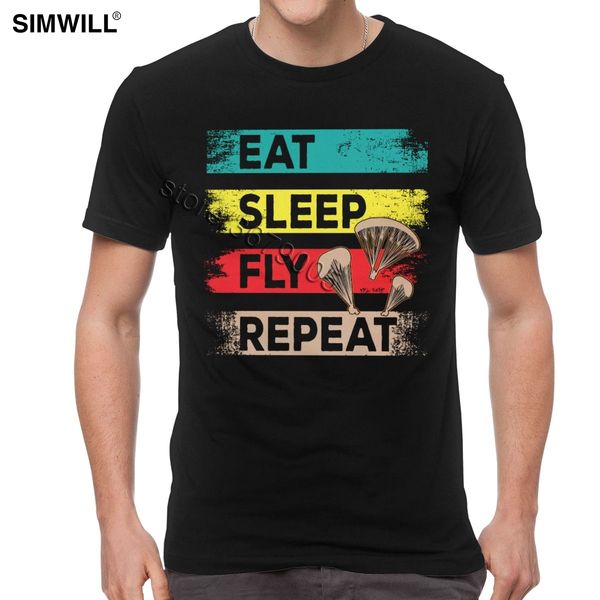 

урожай параплан eat sleep fly repeat tshirt casual tees короткие рукава streetwear параплан спорта толстовка с капюшоном hoodie мужчин футбо