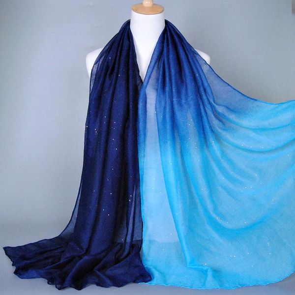 

new cotton and linen balinese lady's scarf classic gold gradient autumn and winter lady's scarf hijab women, Blue;gray
